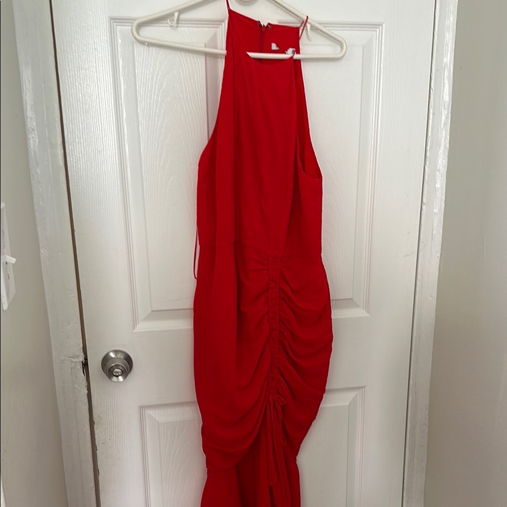 Elegant Red Halter Dress
